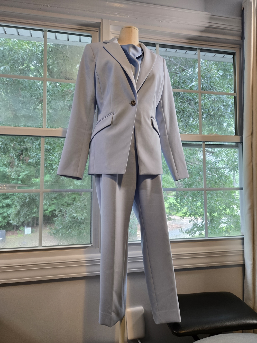 White House Black Market Light Blue Blazer, Pants & Blouse Antinio Melani Shoes - Picture 4 of 13